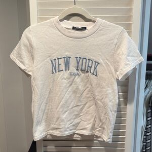 Brandy Melville White Tee with Blue Print
